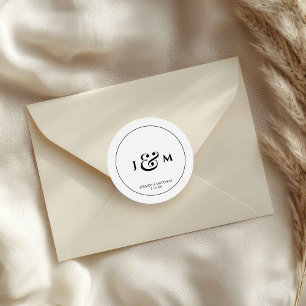 Einfache Monogramm-Hochzeit Runder Aufkleber
