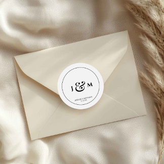 Einfache Monogramm-Hochzeit Runder Aufkleber