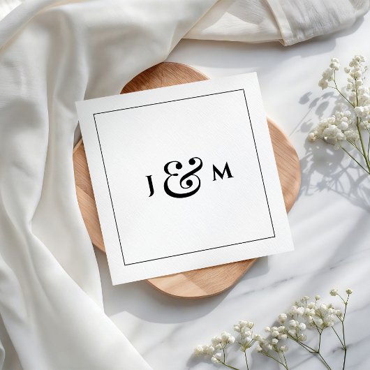 Einfache Monogramm-Hochzeit Serviette
