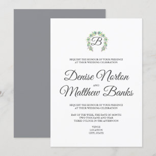 Einfache Monogramm-Hochzeitseinladung Einladung