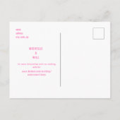 Einfache Monogramm Hot-Pink-Hochzeit speichern Sie Ankündigungspostkarte (Rückseite)