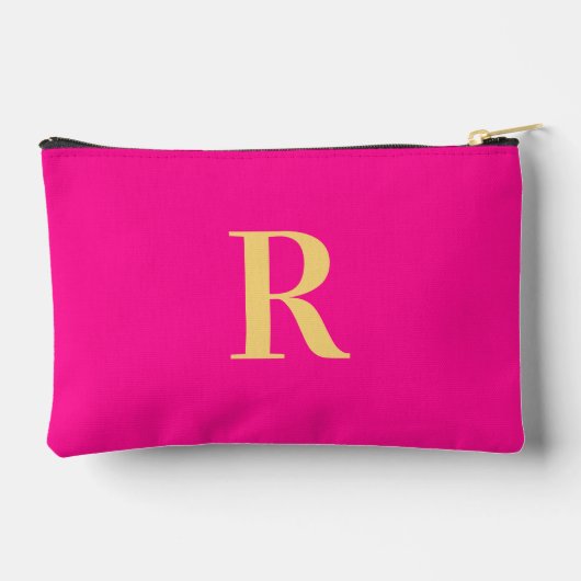 Einfache Monogramm Hot Pink Zubehörtasche (Rückseite)