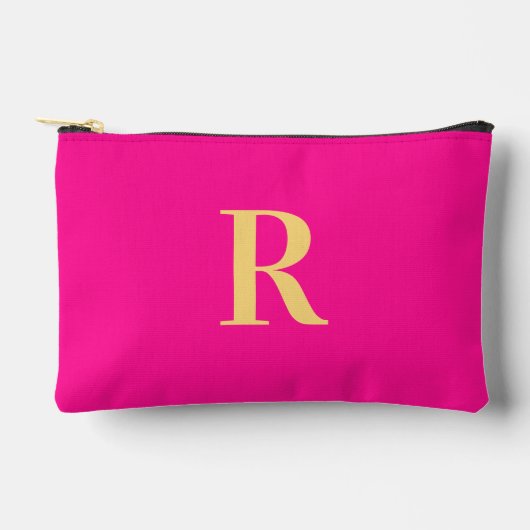 Einfache Monogramm Hot Pink Zubehörtasche (Vorderseite)
