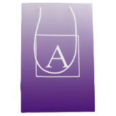 Einfache Monogramm | Hübsch Lila Gradient Ombre Mittlere Geschenktüte (Vorderseite)