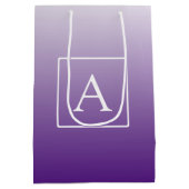 Einfache Monogramm | Hübsch Lila Gradient Ombre Mittlere Geschenktüte (Rückseite)