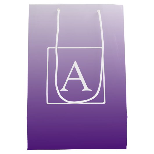 Einfache Monogramm | Hübsch Lila Gradient Ombre Mittlere Geschenktüte (Rückseite)