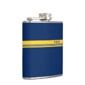 Einfache Monogramm in dunkelblau und gelb Flachmann (Rechts)