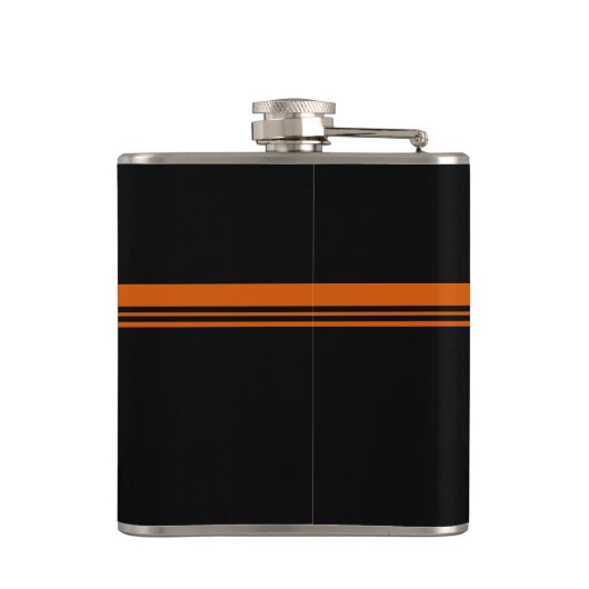 Einfache Monogramm in Orange und Schwarz Flachmann (Rückseite)