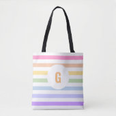 Einfache Monogramm in weißem Rainbow-Pastell Tasche (Vorderseite)