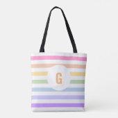 Einfache Monogramm in weißem Rainbow-Pastell Tasche (Rückseite)