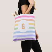 Einfache Monogramm in weißem Rainbow-Pastell Tasche (Von Nahem)