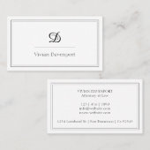 Einfache Monogramm Initial Black and White Elegant Visitenkarte (Vorne/Hinten)