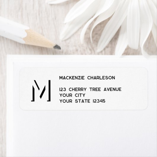 Einfache Monogramm-Initial-Drop-Shadow-Rücksendead (Insitu)