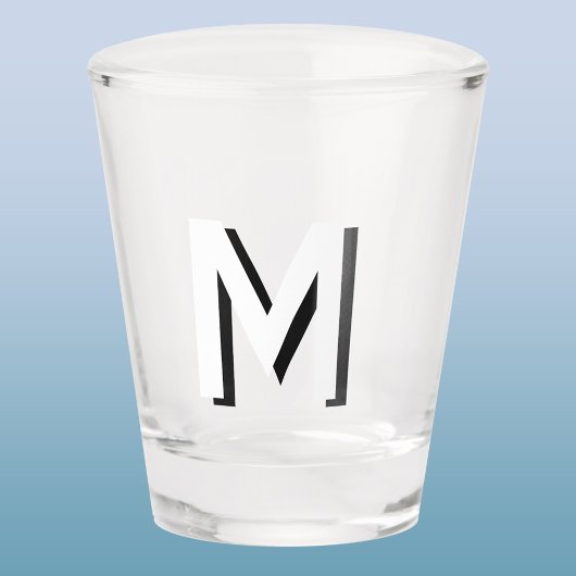 Einfache Monogramm-Initial-Drop-Shadow Schnapsglas