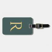 Einfache Monogramm Initial Green Gepäckanhänger (Vorderseite horizontal)