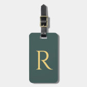 Einfache Monogramm Initial Green Gepäckanhänger (Vorderseite vertikal)