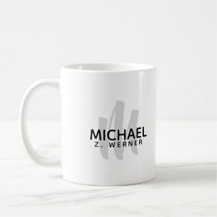 Einfache Monogramm/Initial + Namen auf weiß Kaffeetasse