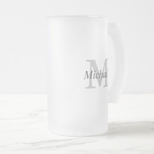 Einfache Monogramm-Initial und Name Mattglas Bierglas (VorderseiteRechts)