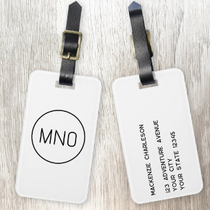 Einfache Monogramm-Initialen Minimalistisch Gepäckanhänger