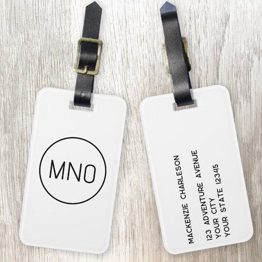 Einfache Monogramm-Initialen Minimalistisch Gepäckanhänger