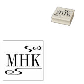 Einfache Monogramm-Initialen mit Wirbeln Gummistempel (Stempel)