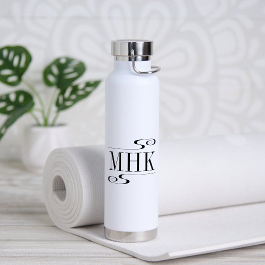 Einfache Monogramm-Initialen mit Wirbeln Trinkflasche (Yoga (gedreht))