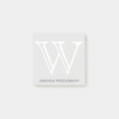 Einfache Monogramm Initialname White Gray 3x3 Post-it Klebezettel (Vorderseite)