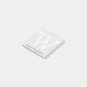 Einfache Monogramm Initialname White Gray 3x3 Post-it Klebezettel (angewinkelt)