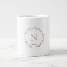 Einfache Monogramm-Kranz-Personalisiert Jumbo-Tasse