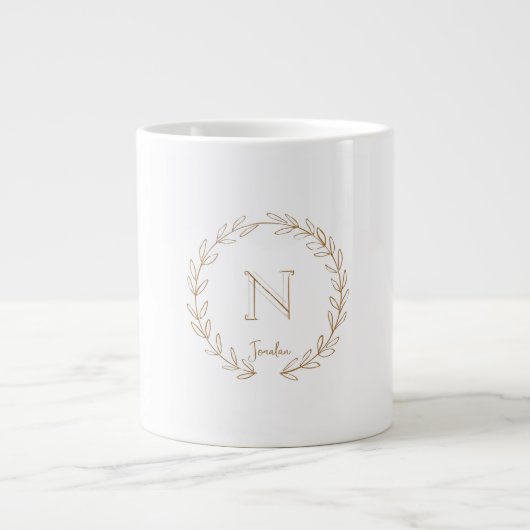 Einfache Monogramm-Kranz-Personalisiert Jumbo-Tasse (Vorderseite)