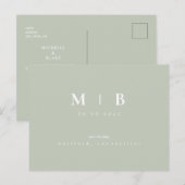 Einfache monogramm-Lichtanzeige Save the Date QR Postkarte (Vorne/Hinten)