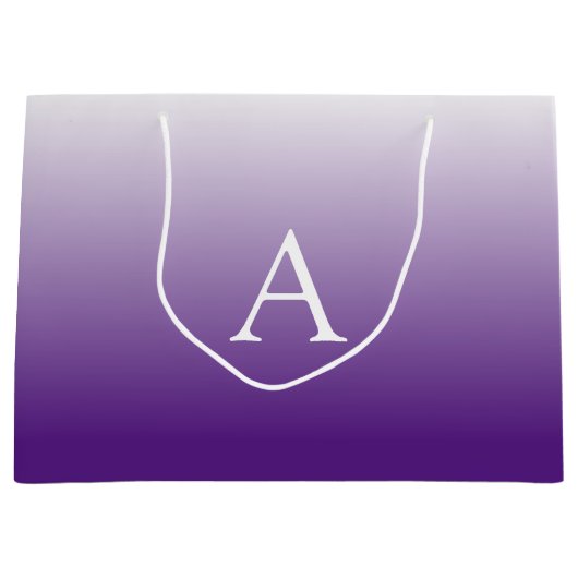 Einfache Monogramm | Lila Ombre Große Geschenktüte (Vorderseite)