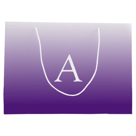 Einfache Monogramm | Lila Ombre Große Geschenktüte (Rückseite)