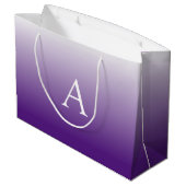 Einfache Monogramm | Lila Ombre Große Geschenktüte (Rückseite Schrägansicht)