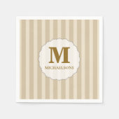 Einfache Monogramm Minimalistisch-brauner Tan Serviette (Vorderseite)