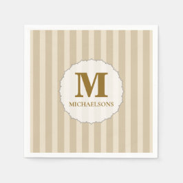 Einfache Monogramm Minimalistisch-brauner Tan Serviette
