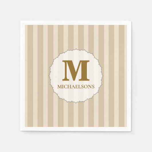 Einfache Monogramm Minimalistisch-brauner Tan Serviette (Vorderseite)