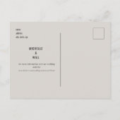 Einfache Monogramm Minimalistisch neutral Save the Ankündigungspostkarte (Rückseite)