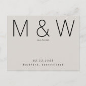 Einfache Monogramm Minimalistisch neutral Save the Ankündigungspostkarte (Vorderseite)