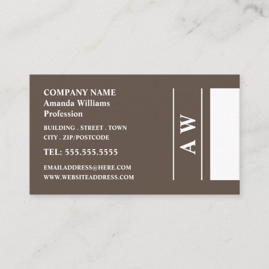 Einfache Monogramm, Minimalistisch Visitenkarte (Vorderseite)