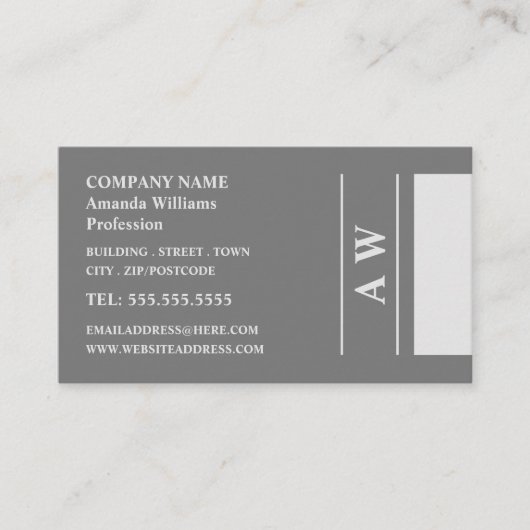 Einfache Monogramm, Minimalistisch Visitenkarte (Vorderseite)