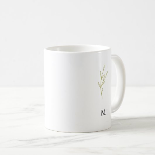 Einfache Monogramm Minimalistisches Olive Green Le Kaffeetasse (VorderseiteRechts)