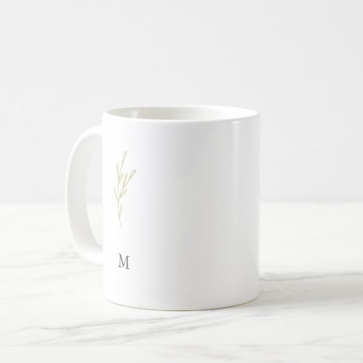 Einfache Monogramm Minimalistisches Olive Green Le Kaffeetasse (Vorderseite Links)