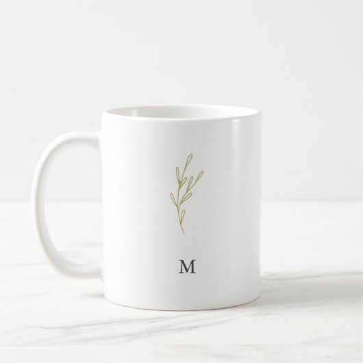 Einfache Monogramm Minimalistisches Olive Green Le Kaffeetasse (Links)