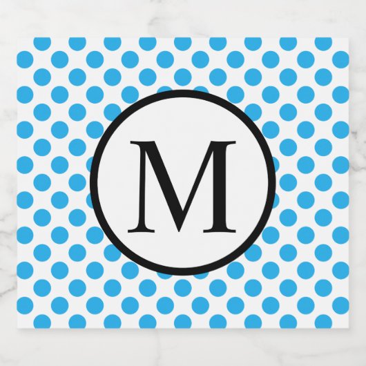Einfache Monogramm mit Blue Polka Dots Bierflaschenetikett (Einzelnes Label)