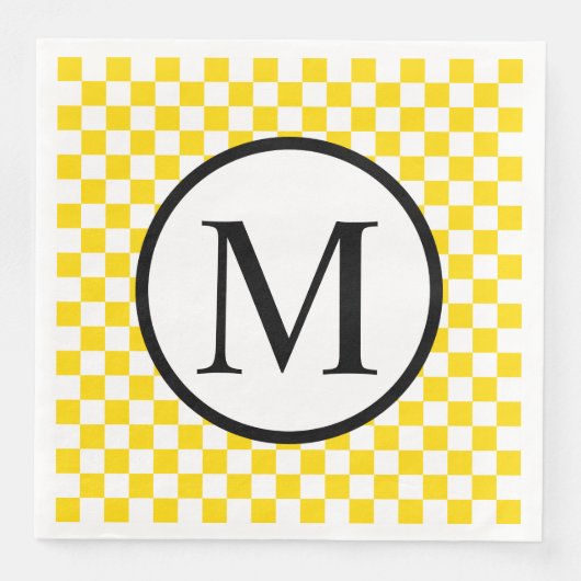 Einfache Monogramm mit gelber Tafel Serviette (Vorderseite)