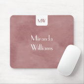 Einfache Monogramm mit Namen Moderne rosa braun Mousepad (Mit Mouse)