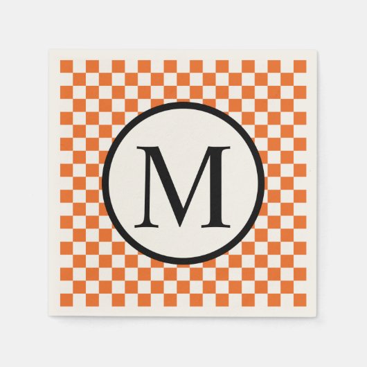 Einfache Monogramm mit Orange-Karton Serviette (Vorderseite)