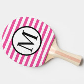 Einfache Monogramm mit rosa horizontalen Streifen Tischtennis Schläger (Seitenansicht)