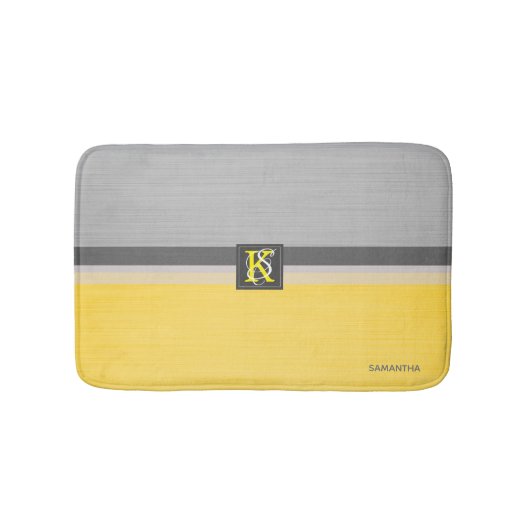 Einfache Monogramm mit zwei Tonen Gelb und Grau Badematte (Vorderseite)